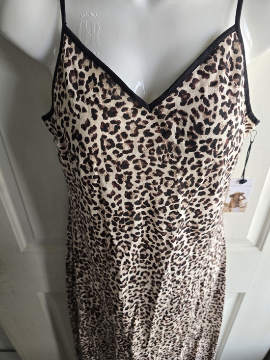 Sincerly Jules Dresses & Skirts - Sincerely Jules Cream and Brown Leopard Slip Maxi Dress with Black Trim